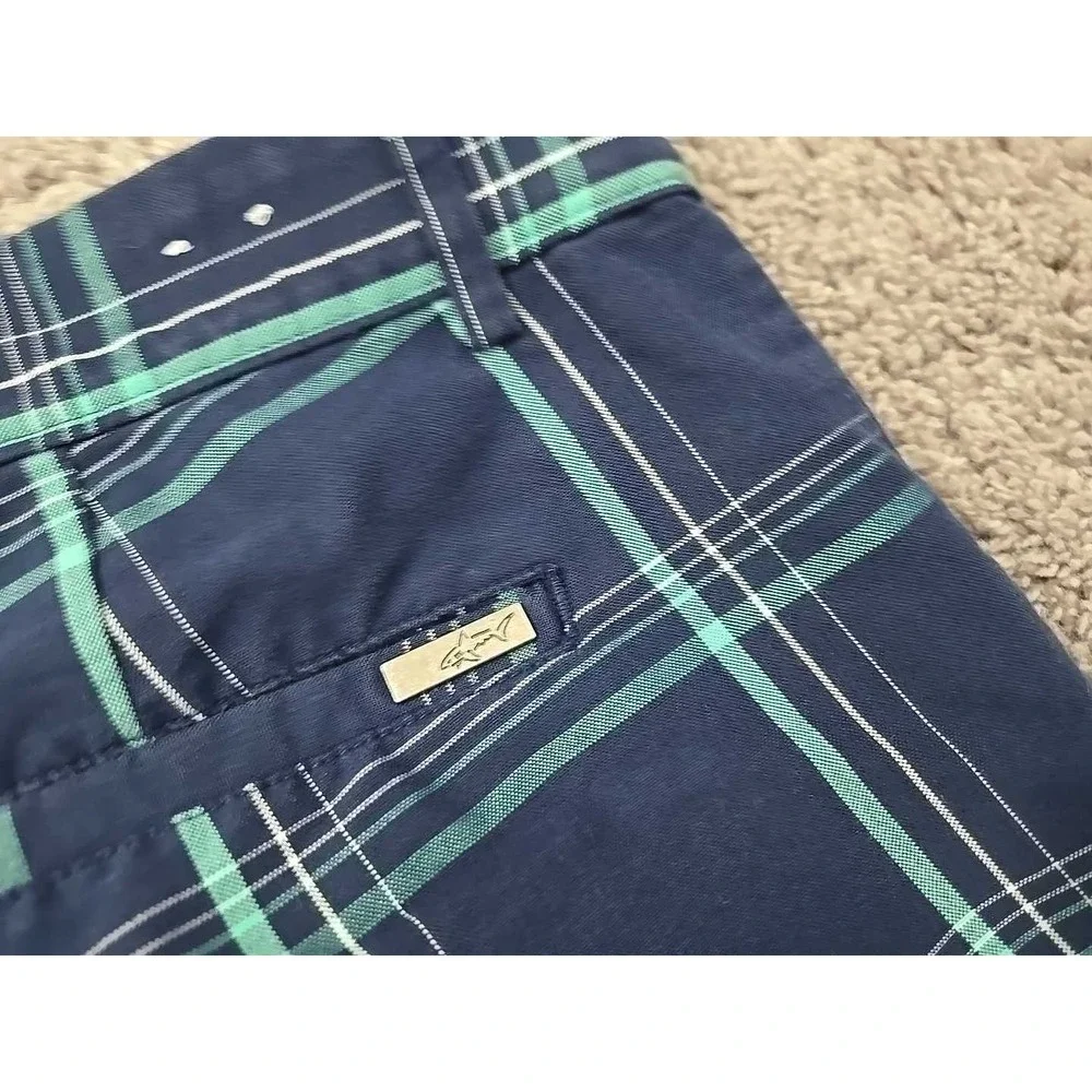 Greg Norman for Tasso Elba Shorts Mens 42 Blue Plaid Inseam: 10